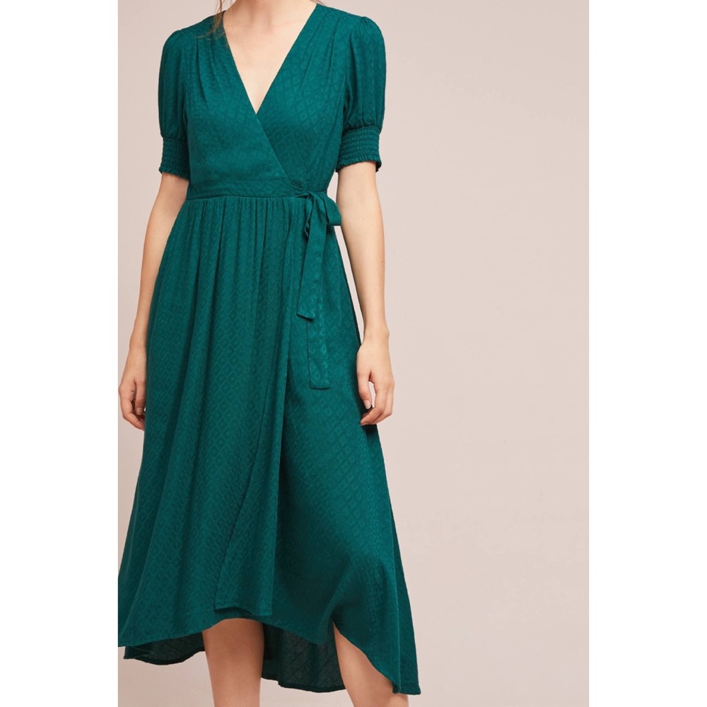 Anthropologie Maeve Emerald Breanna Wrap Dress